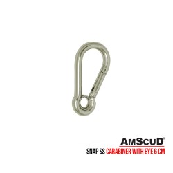 AmScuD Stainless Steel Snap SS Carabiner With Eye 6cm