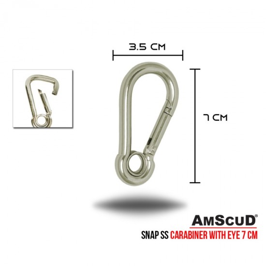 AmScuD Stainless Steel Snap SS Carabiner With Eye 7.1cm