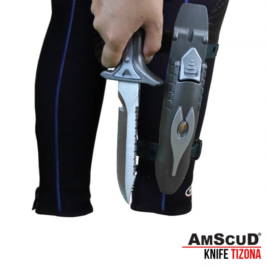 KNIFE DIVING CUT TOOL SS CORONA POINT + BAG AMSCUD KNEGEE