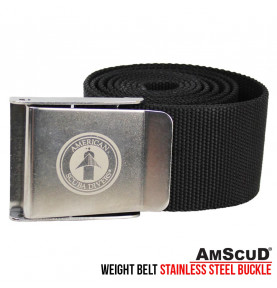 WEIGHT BELT + BUCKLE STAINLESS STEEL AMSCUD BLACK
