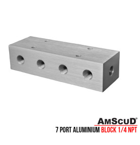 AMSCUD 7 PORT ALUMINIUM BLOCK 1/4 NPT