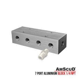 AMSCUD 7 PORT ALUMINIUM BLOCK 1/4 NPT