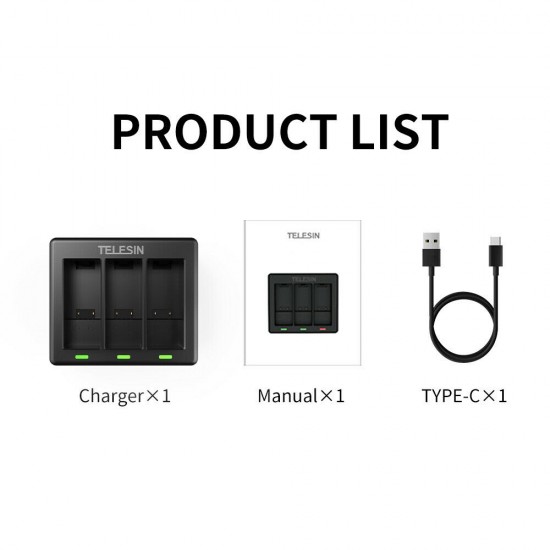 TELESIN BATTERY CHARGER FOR HERO 9/10/11/12