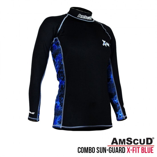 SET RASHGUARD AMSCUD LONG SLEEVE X-FIT  + SHORT PANTS BLUE