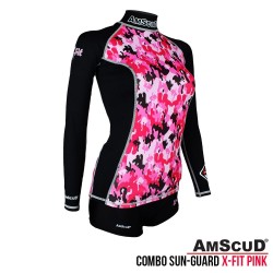 SET RASHGUARD AMSCUD LONG SLEEVE X-FIT  + SHORT PANTS PINK