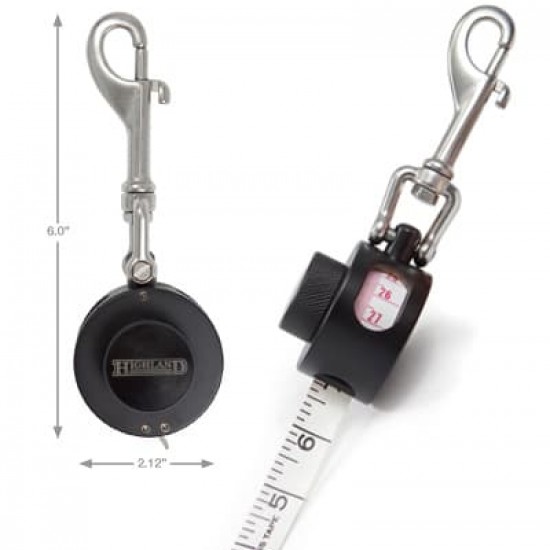 SCUBA HIGHLAND UNDERWATER MEASURE TAPE WITH SS CLIP 