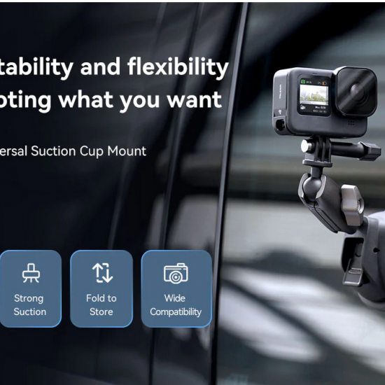  TELESIN Aluminum Alloy Camera Suction Cup Mount