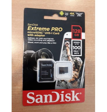 MEMORY SANDISK MICRO SD EXTREME PRO 128GB - SPEED 100MB/S