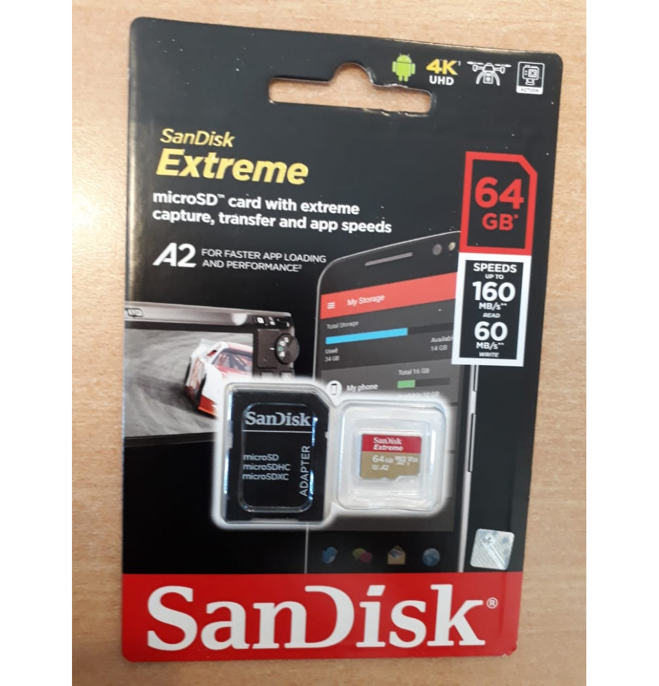 please note High exposure apparatus MEMORY SANDISK MICRO SD EXTREME 64GB - SPEED 160MB/S