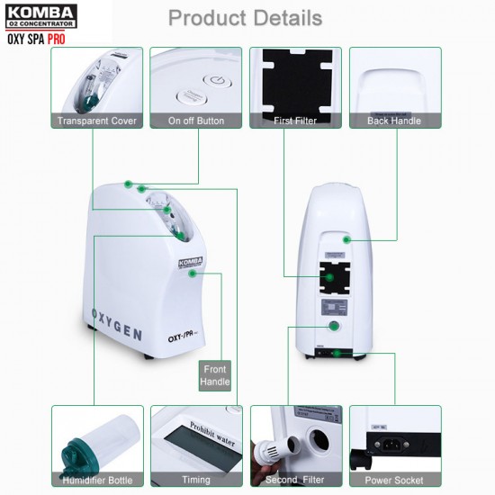 Komba OXY-SPA PRO Oxygen Concentrator – Pure Oxygen up to 93% (@5L/MIN)