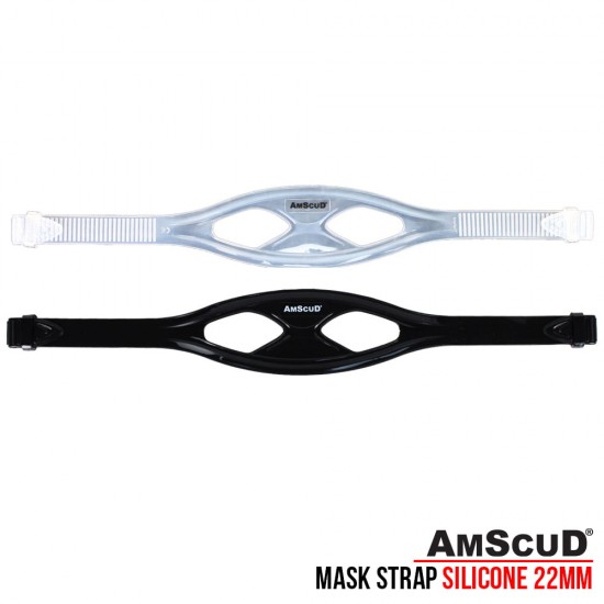 MASK STRAP BLACK/CLEAR SILICONE AMSCUD + RETAINER 22MM