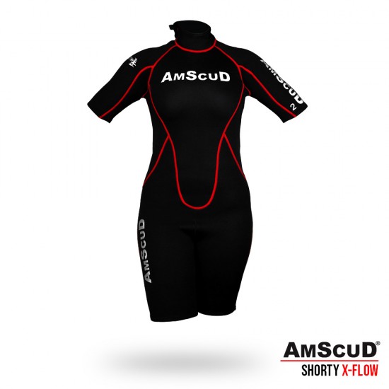 WETSUIT AMSCUD SHORTY X-FLOW RED 3MM