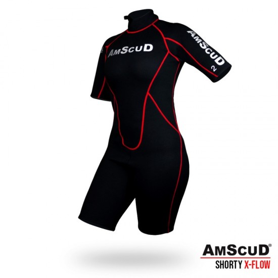 WETSUIT AMSCUD SHORTY X-FLOW RED 3MM