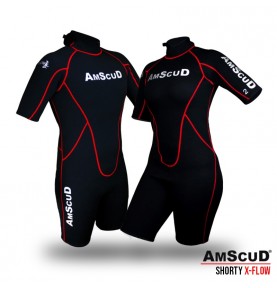 WETSUIT AMSCUD SHORTY X-FLOW RED 3MM