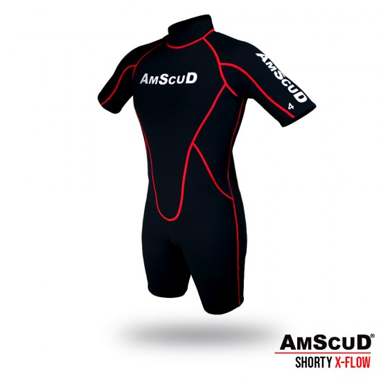 WETSUIT AMSCUD SHORTY X-FLOW RED 3MM