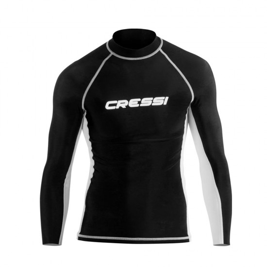 RASHGUARD CRESSI LONG SLEVEE BLACK-WHITE