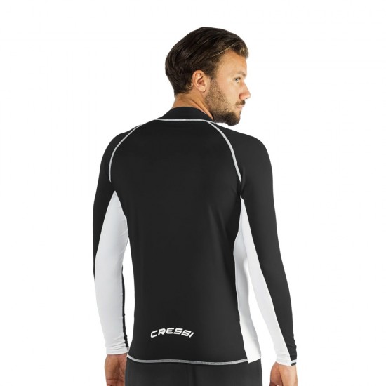 RASHGUARD CRESSI LONG SLEVEE BLACK-WHITE