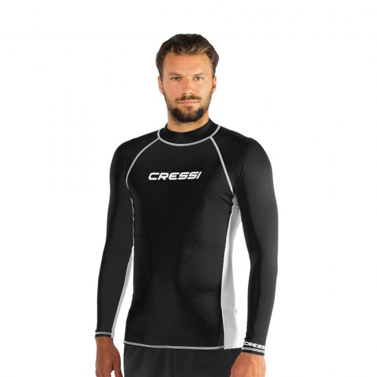 RASHGUARD CRESSI LONG SLEVEE BLACK-WHITE