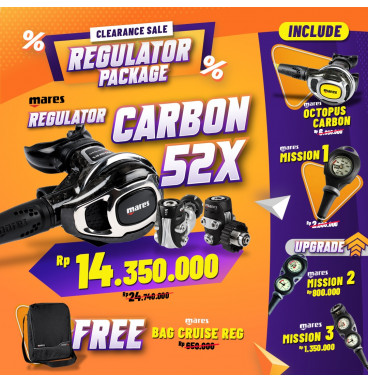 CLEARANCE SALE PACKAGE REGULATOR CARBON 52X ( INCLUDE OCTOPUS + SPG  )